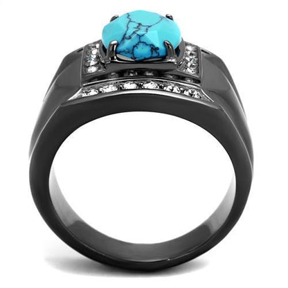 Men Stainless Steel Synthetic Turquoise Rings