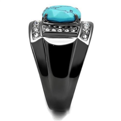 Men Stainless Steel Synthetic Turquoise Rings