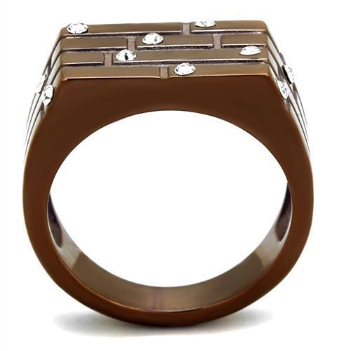 TK2664 - IP Coffee light Stainless Steel Ring with Top Grade Crystal