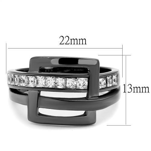 TK2690 - IP Light Black  (IP Gun) Stainless Steel Ring with AAA Grade