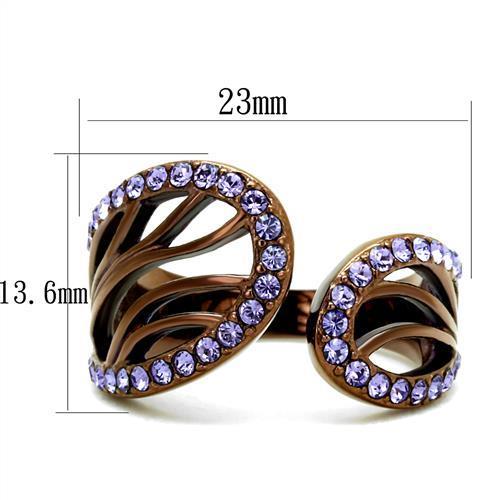 TK2755 - IP Coffee light Stainless Steel Ring with Top Grade Crystal