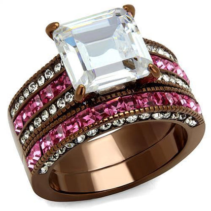 Women Stainless Steel Cubic Zirconia Rings TK2782