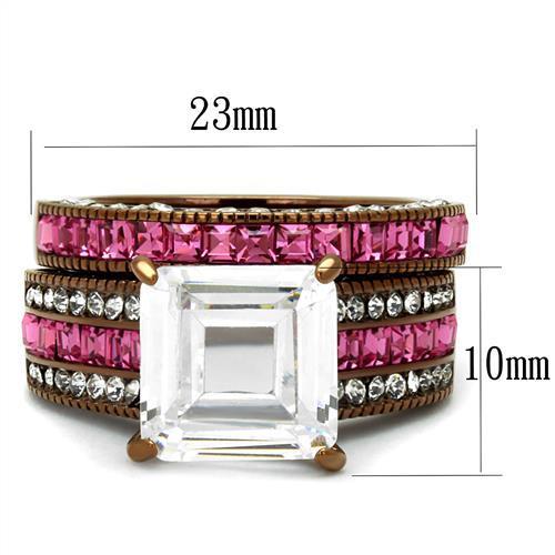 Women Stainless Steel Cubic Zirconia Rings TK2782