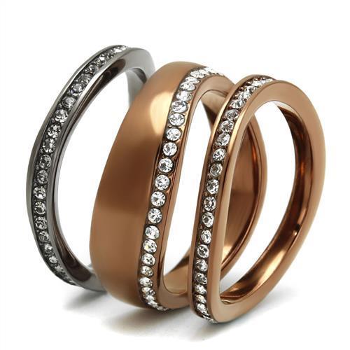 Women Stainless Steel Synthetic Crystal Rings