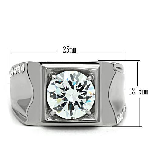 Men Stainless Steel Cubic Zirconia Rings TK311