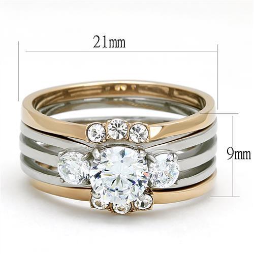 Women Stainless Steel Cubic Zirconia Rings TK3212