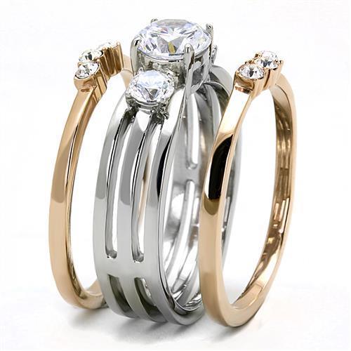 Women Stainless Steel Cubic Zirconia Rings TK3212