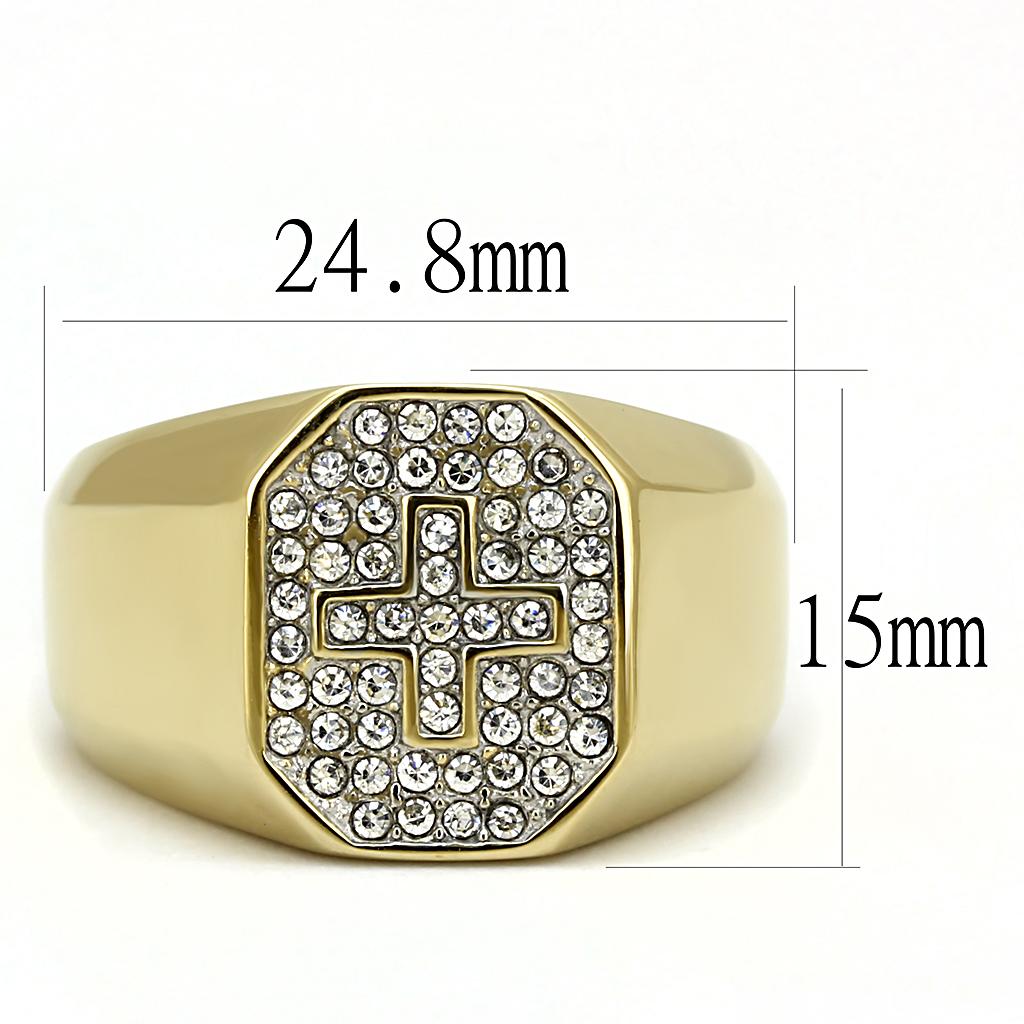 Men Stainless Steel Synthetic Crystal Rings TK3270