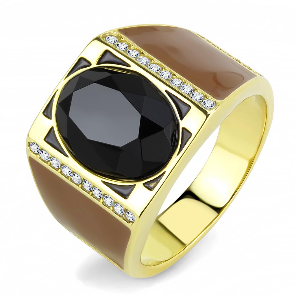 Men Stainless Steel Synthetic Onyx Rings TK3465