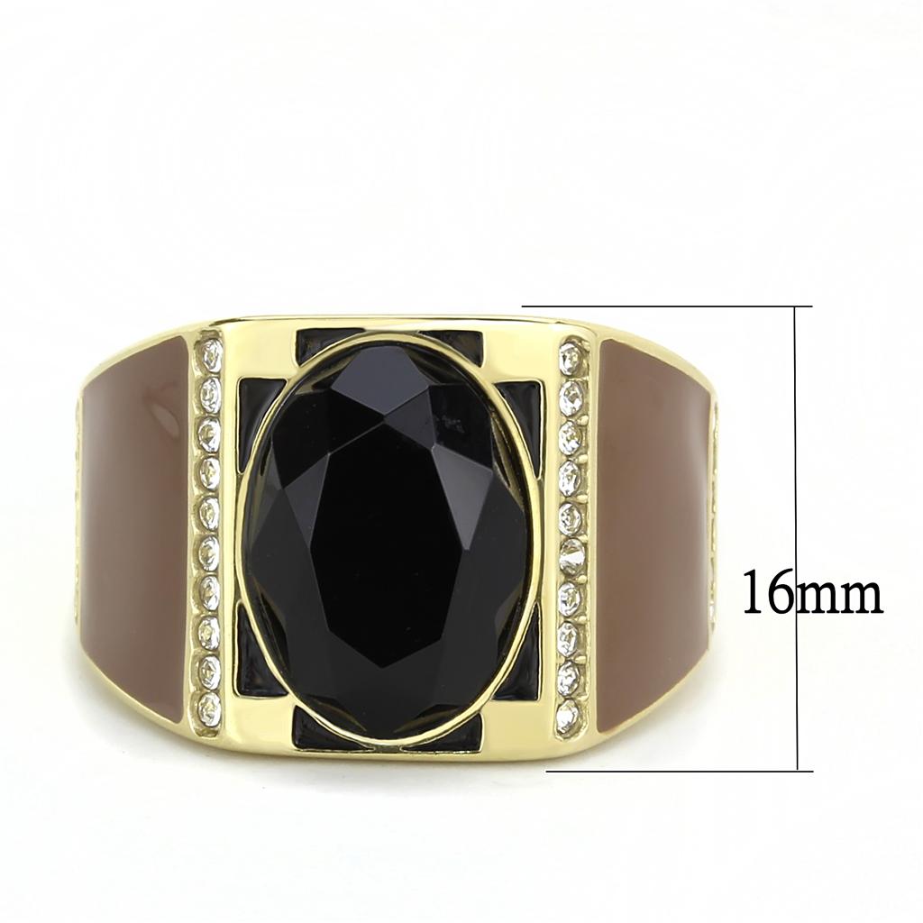 Men Stainless Steel Synthetic Onyx Rings TK3465