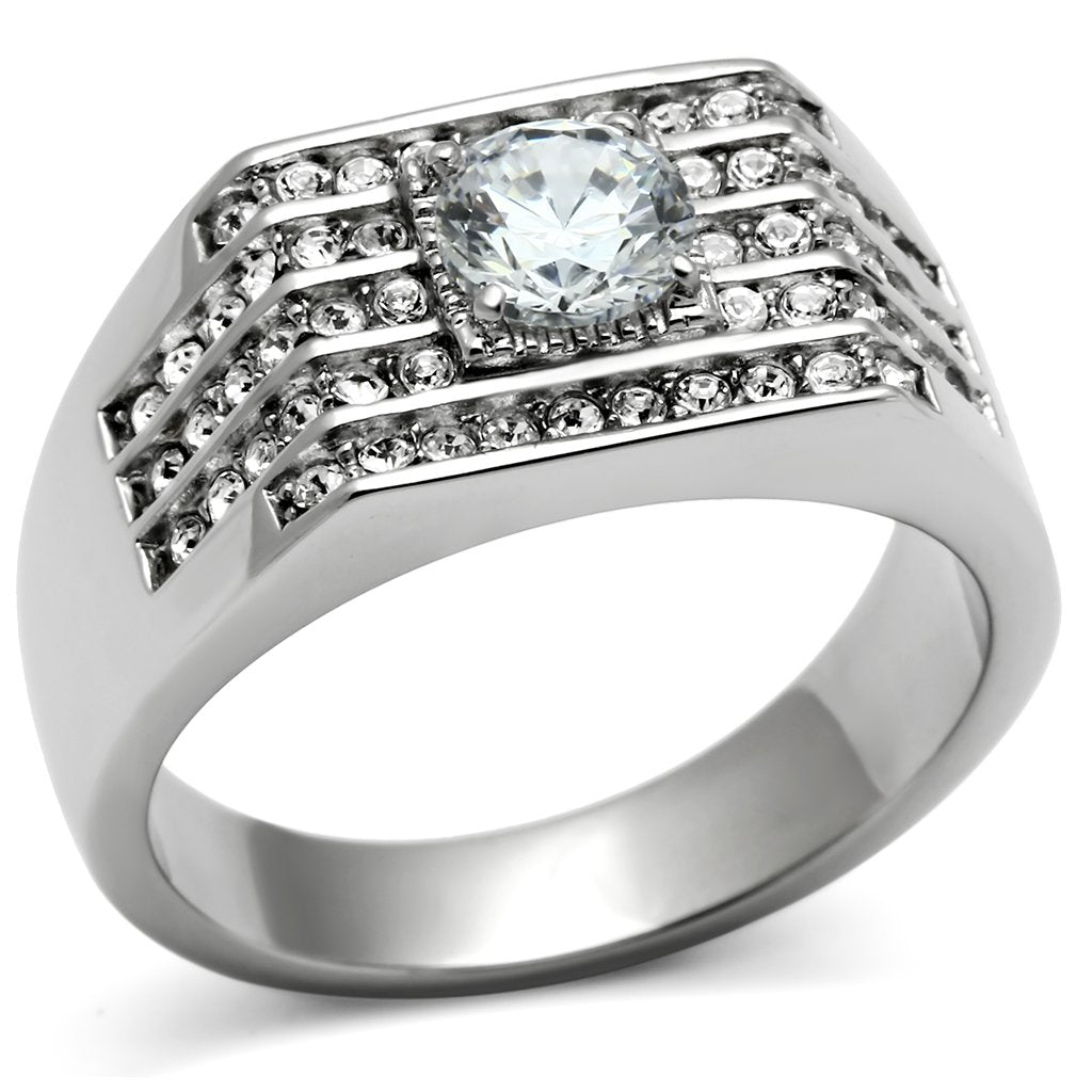 Men Stainless Steel Cubic Zirconia Rings TK351