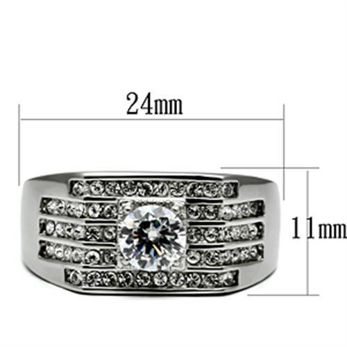 Men Stainless Steel Cubic Zirconia Rings TK351