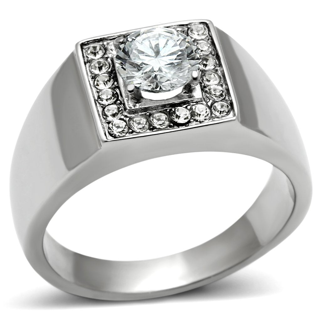 Men Stainless Steel Cubic Zirconia Rings TK483