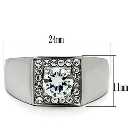 Men Stainless Steel Cubic Zirconia Rings TK483