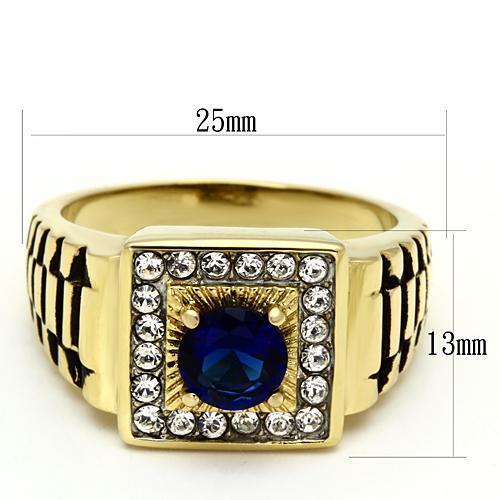 Men Stainless Steel Synthetic Glass Rings TK754