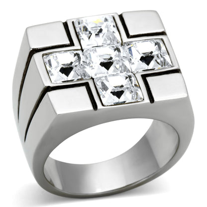 Men Stainless Steel Synthetic Crystal Rings TK919