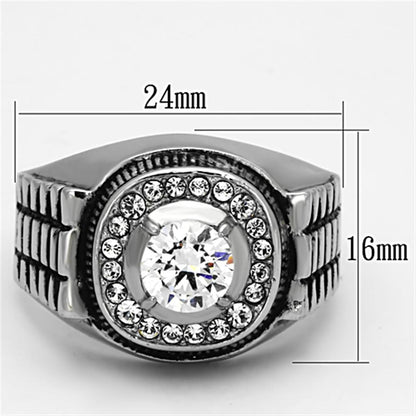 Men Stainless Steel Cubic Zirconia Rings TK948