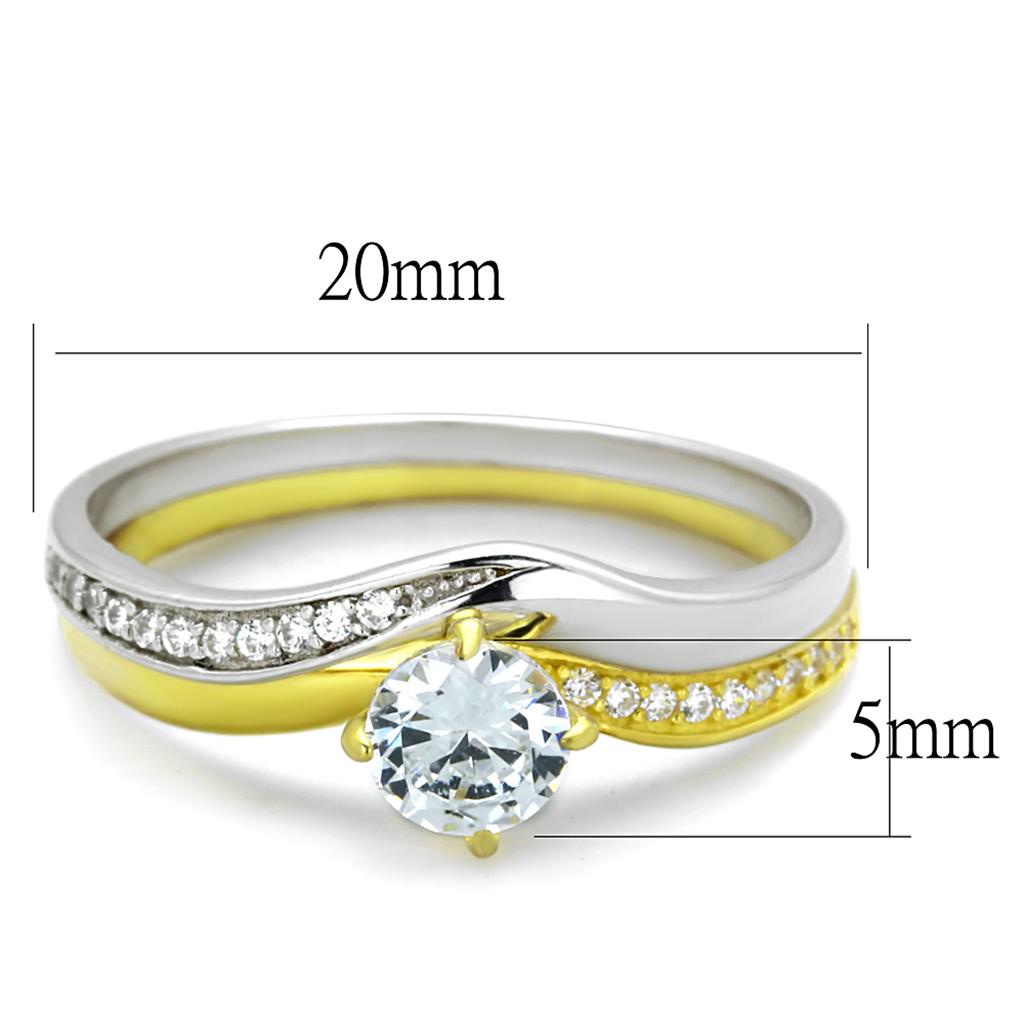 TS210 - Gold+Rhodium 925 Sterling Silver Ring with AAA Grade CZ  in