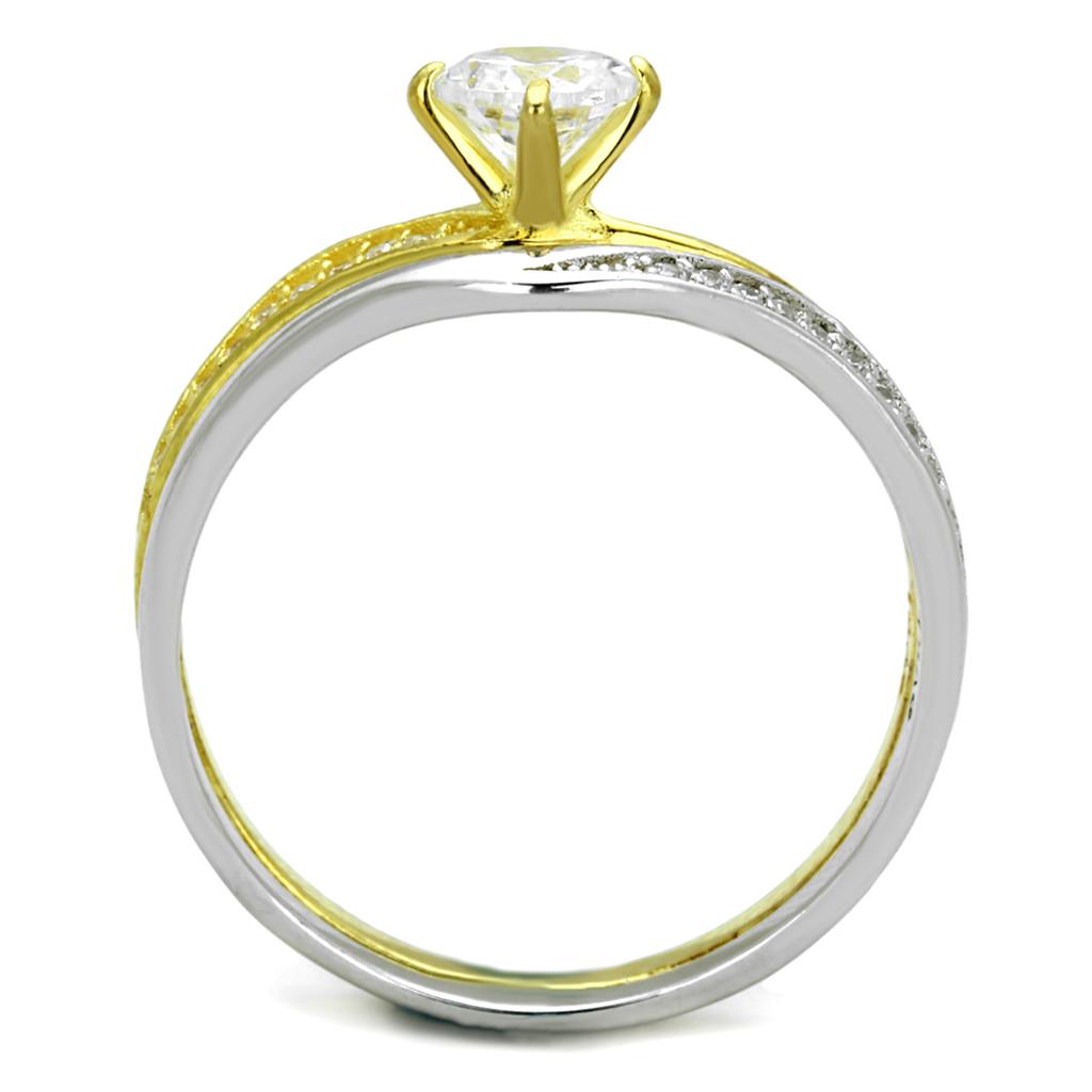 TS210 - Gold+Rhodium 925 Sterling Silver Ring with AAA Grade CZ  in