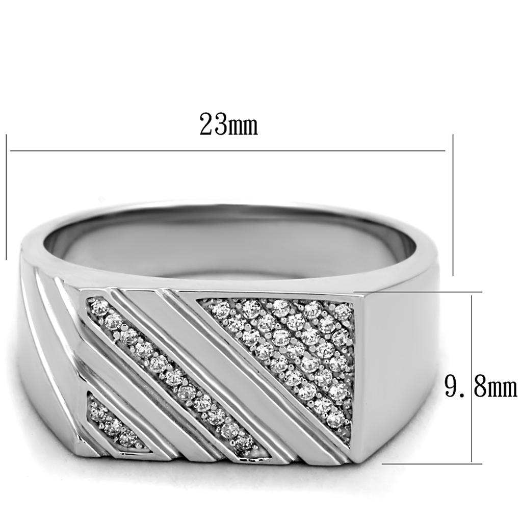 TS240 - Rhodium 925 sterling zilveren ring met AAA-kwaliteit CZ in helder