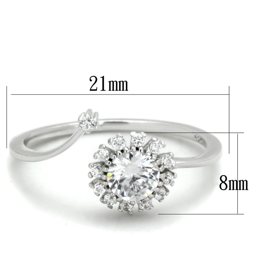 TS335 - Rhodium 925 Sterling Silver Ring with AAA Grade CZ  in Clear