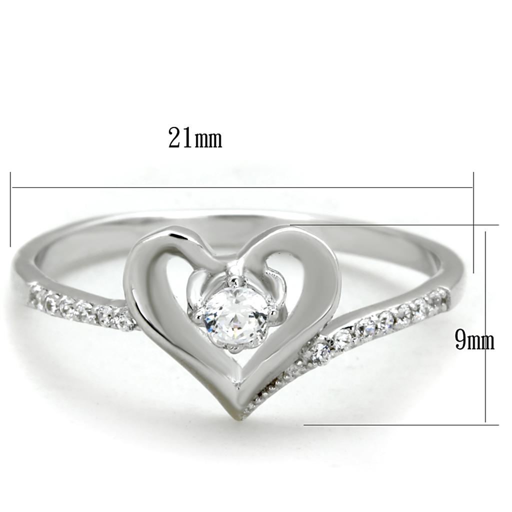 TS425 - Rhodium 925 sterling zilveren ring met AAA-kwaliteit CZ in helder