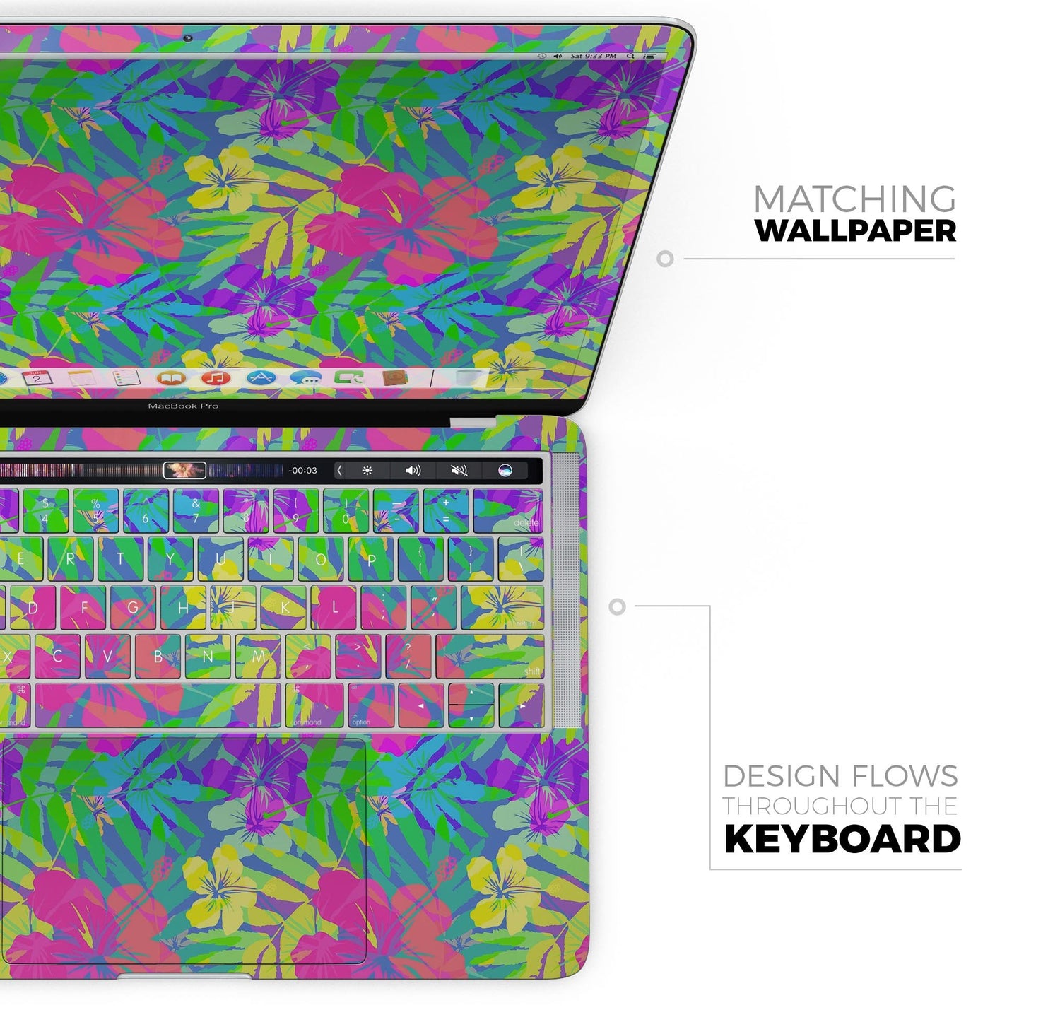 Tropical Flourescent v1 - Skin Decal Wrap Kit Compatible with the