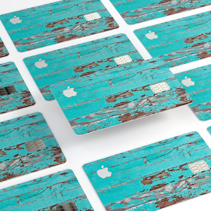 Turquoise Chipped Paint on Wood - Premium Protective Decal Skin-Kit