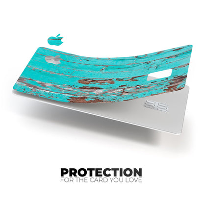 Turquoise Chipped Paint on Wood - Premium Protective Decal Skin-Kit