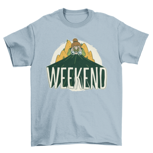 Weekend Camping of a girl with binoculars t-shirt