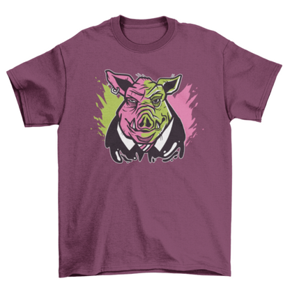 Evil pig illustration t-shirt