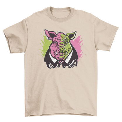 Evil pig illustration t-shirt