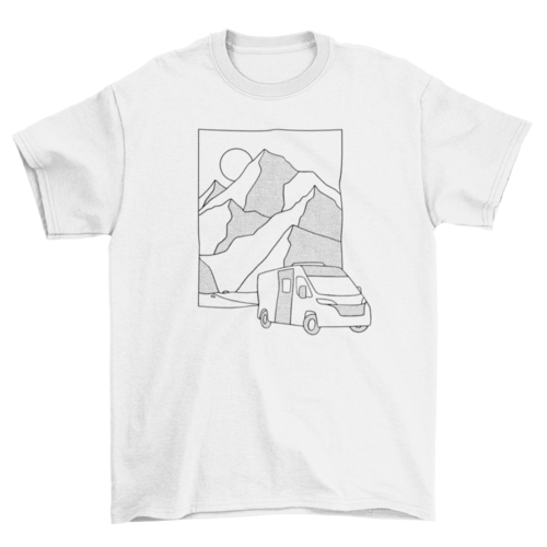 Camping van on mountains nature hiking trip t-shirt