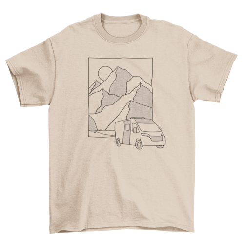 Camping van on mountains nature hiking trip t-shirt