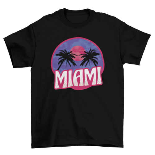 Palm trees and sunset miami t-shirt