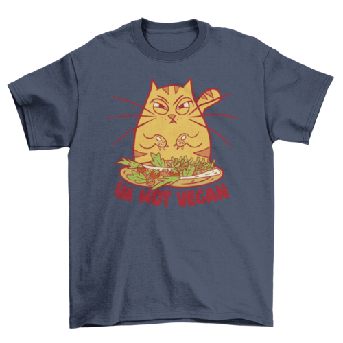 Angry cartoon cat with vegetables t-shirt