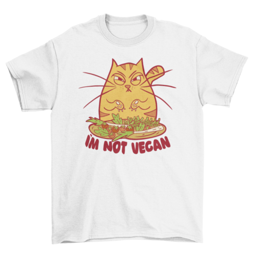 Angry cartoon cat with vegetables t-shirt