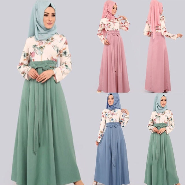 Women Solid Color Ethnic Long Skirt (Color:Army Green Size:XXL)