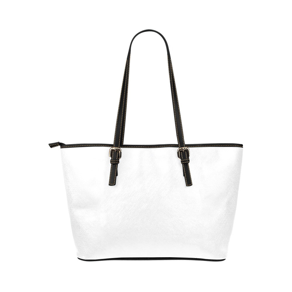 Large Leather Tote Shoulder Bag - Solid White