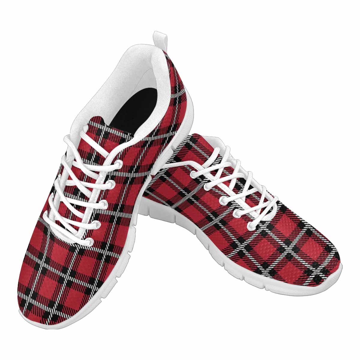 Sneakers voor heren, Buffalo Plaid Rood en Wit - Hardloopschoenen Dg867