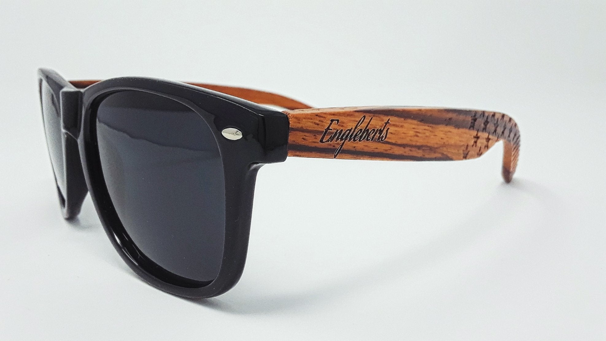 Zebrawood Sunglasses, Stars and Bars With Wooden Case, Polarized,