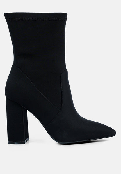 ankle lycra block heeled boots