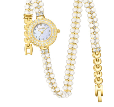 Zoetwaterparelhorloge Betaalbare luxe mode-sieraden Volledige diamant dames