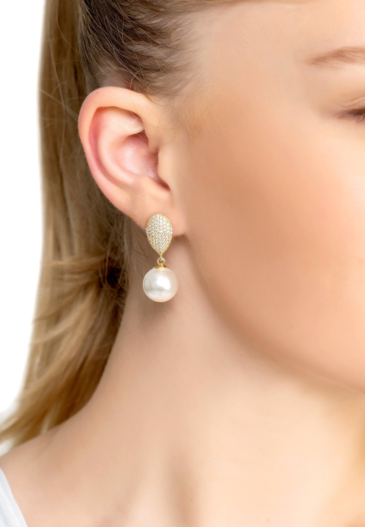 Baroque Pearl Classic Drop Earrings Gold