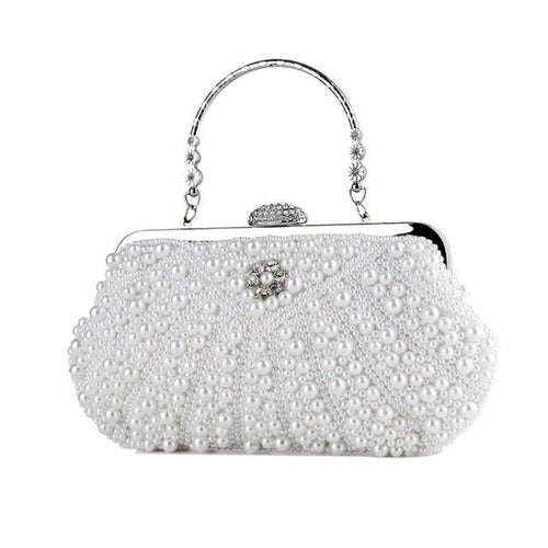 Beaded wedding bridal evening bags hollow fashion women clutch pearl