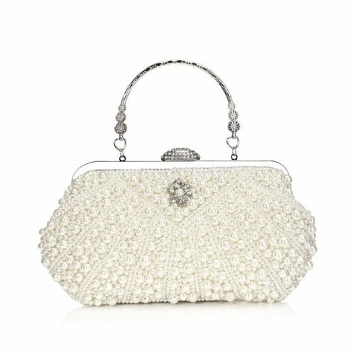 Beaded wedding bridal evening bags hollow fashion women clutch pearl