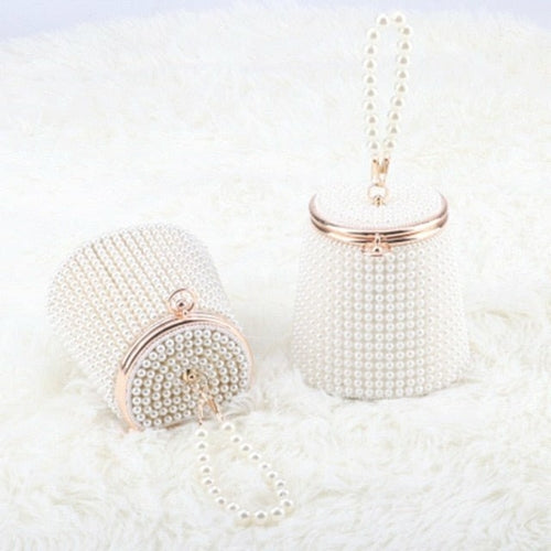 Beaded wedding bridal evening bags hollow fashion women clutch pearl