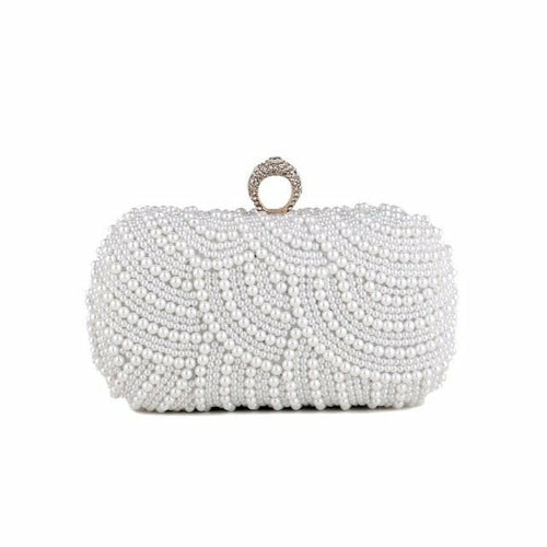 Beaded wedding bridal evening bags hollow fashion women clutch pearl