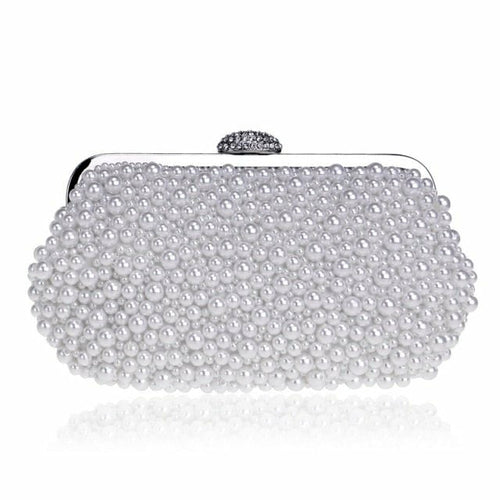 Beaded wedding bridal evening bags hollow fashion women clutch pearl