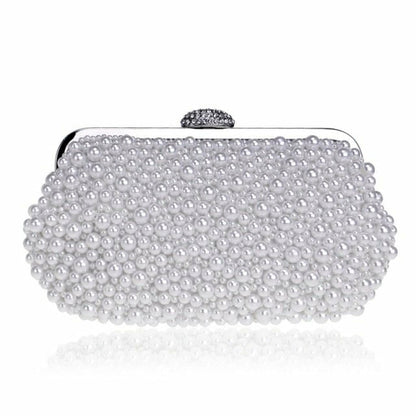 Beaded wedding bridal evening bags hollow fashion women clutch pearl